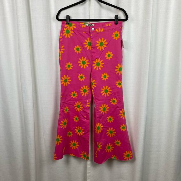 Free People Pink Floral Youthquake Wide Leg Crop Pants Sz.30 NWT - Picture 6 of 16